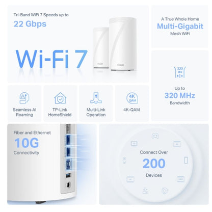 TP-Link Deco BE85(3-pack) BE22000 Tri-Band Whole Home Mesh Wi-Fi 7 System (WIFI7 image 2
