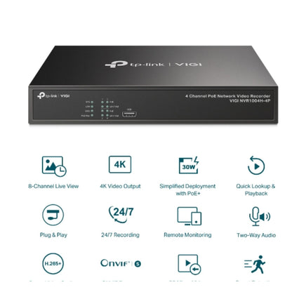 TP-Link VIGI NVR1004H-4P 4 Channel PoE+ Network Video Recorder, 24/7 Continuous image 2
