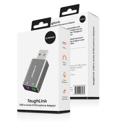 mbeat Elite USB to 3.5mm Audio and Microphone Adapter - Add Headphone Audio Jack image 3