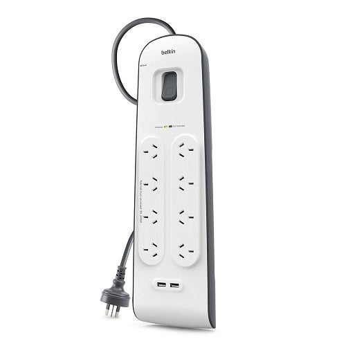Belkin BSV804 8-Outlet 2-Meter Surge Protection Strip with two 2.4 amp USB charg image 0
