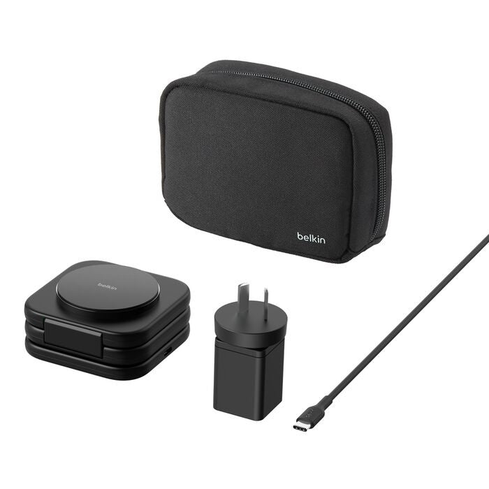 Belkin BoostcCharge Pro 3-in-1 Magnetic Wireless Travel Pad 15W With Qi2 - Black image 1