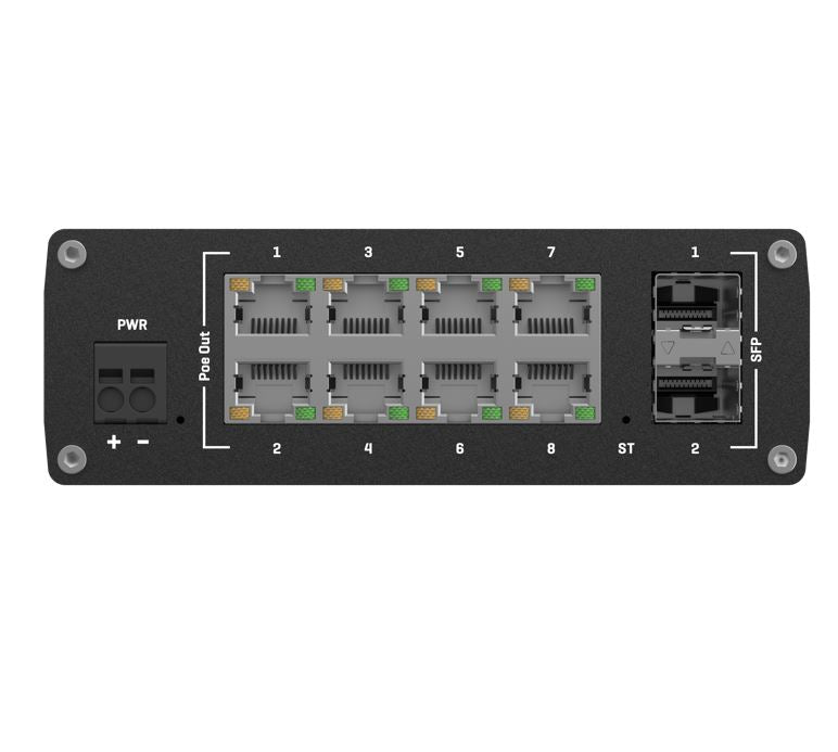 Teltonika TSW202 Managed PoE+ Ethernet Switch, Supports Profinet, 2 SFP Ports, 8 image 3