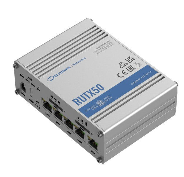 Teltonika Industrial 5G Router, 5G dual SIM cellular, 5 Gigabit Ethernet ports, image 0