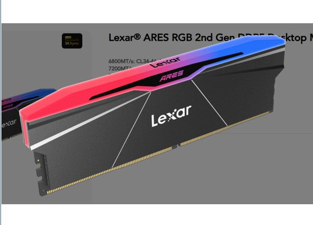 Lexar LD5U24G76C38BR-RGD ARES 2nd Gen U-DIMM DDR5 7600 48GB Kit (24GB*2), CL38, image 3