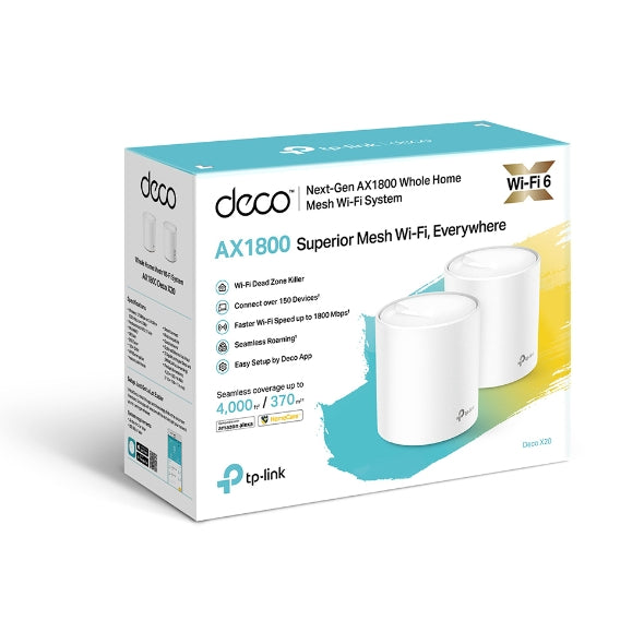 TP-Link Deco X20(2-pack) AX1800 Whole Home Mesh Wi-Fi 6 System, Up To 370 sqm Co image 0