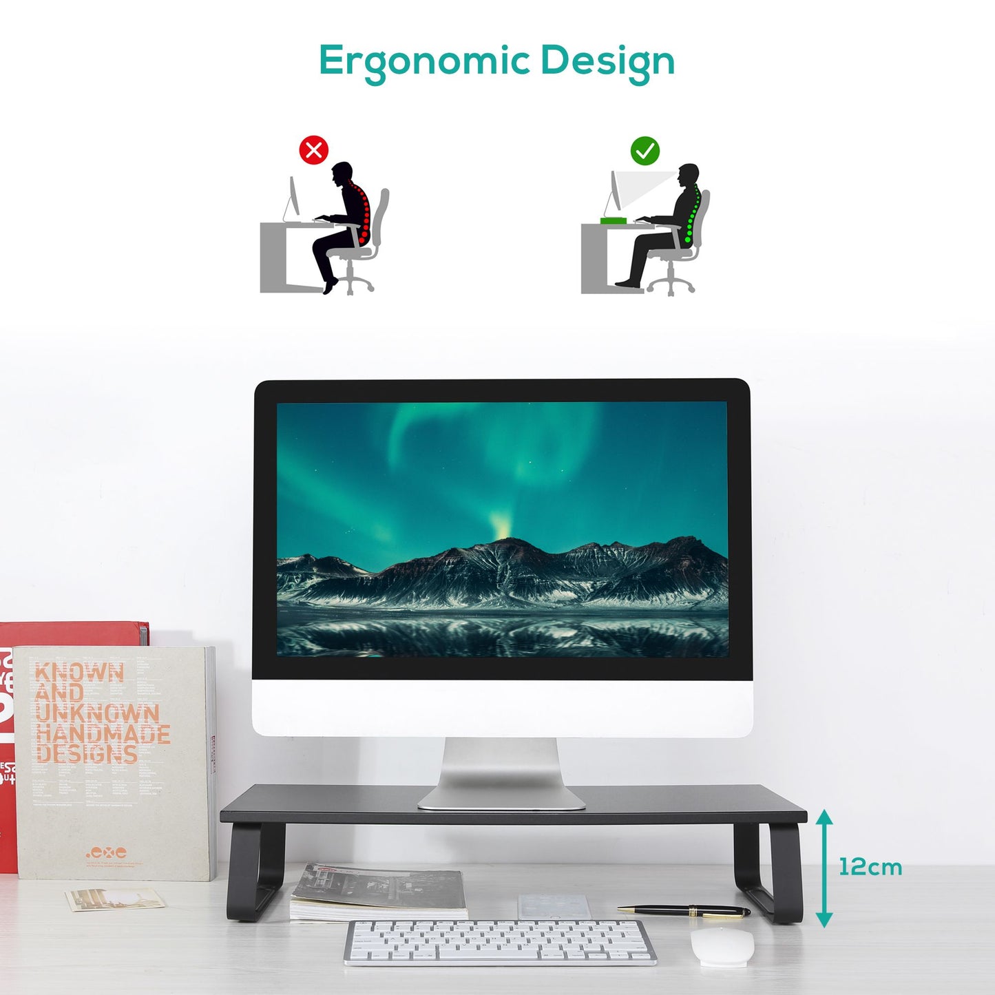 mbeat® activiva Ergolife Black Monitor Stand Riser image 1