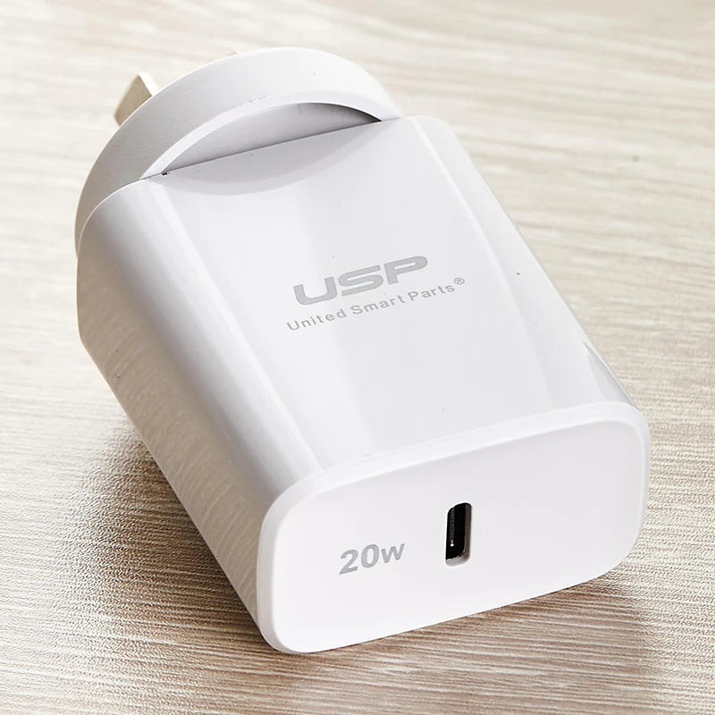 USP 20W USB-C PD Fast Wall Charger White - Extremely Compact Plug Makes It Ideal image 3