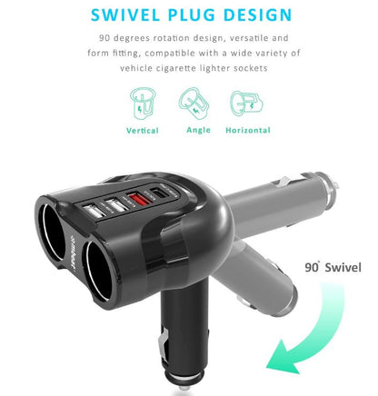 mbeat® Gorilla Power Four Port USB-C PD & QC3.0 Car Charger with Cigar Lighter image 2