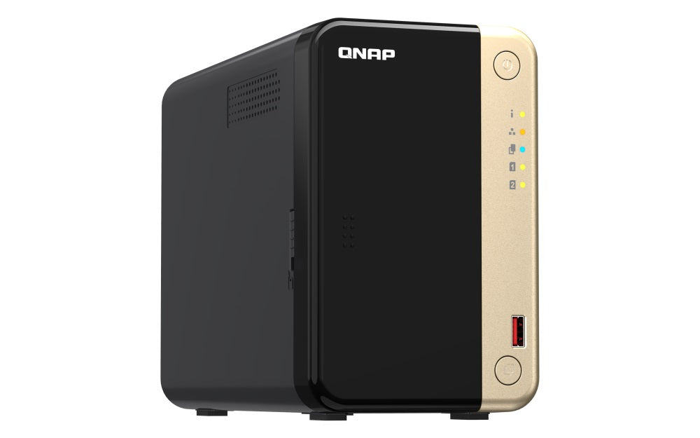 QNAP TS-264-8G 2 Bay desktop NAS 8 GB DDR4 onboard not expandable 2 x 3.5'/2.5' SATA 6Gb/s drive bays 2 x M.2 2280 PCIe Gen 3 x1 slots 2 x 2.5GbE