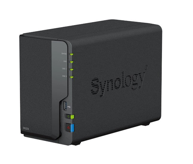 Synology DiskStation DS223 2-Bay 3.5' Diskless 1xGbE NAS (Tower) (HMB), Realtek RTD1619B quad-core 1.47Hz, 2GB RAM, 3xUSB3.2, 1 x 1GbE (RJ-45)
