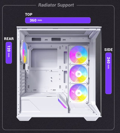 Antec C3 ARGB White ATX, 270 Degrees View, 4x ARGB PWM Fans control, USB-C, 36CM
