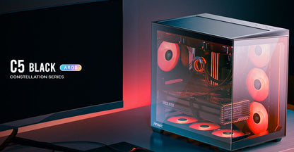 Antec C5 ARGB ATX, mATX Seamless Edge to Edge, Black, 270 degrees, 7x ARGB + PWM