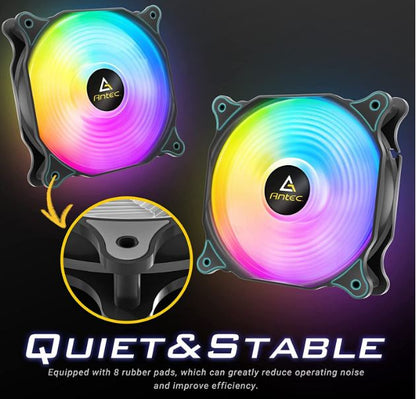 Antec F12 Racing ARGB PWM Full Spectrum ARGB lighting and efficient cooling. Visual appealing and Heat dissipation, Hydraulic Bearing 120mm Case Fan
