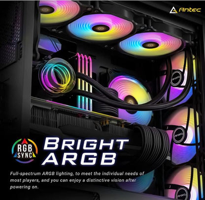 Antec F12 Racing ARGB 3 Pack w/ ARGB and PWM Controller. Full Spectrum ARGB lighting and efficient cooling. Visual appealing 120mm x 3 Case Fan.(LS)