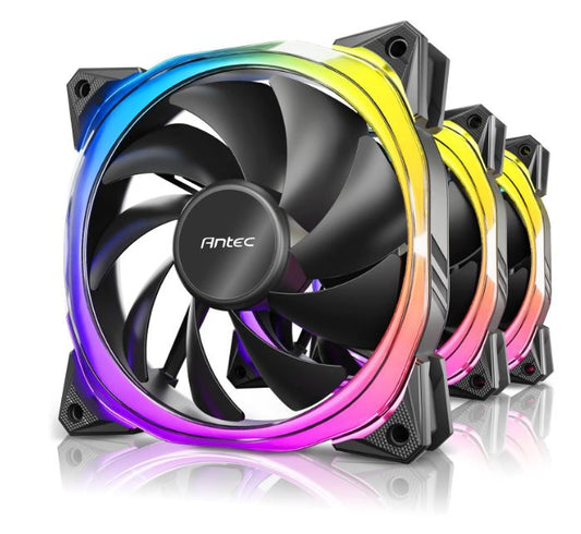 Antec Fusion 120mm ARGB PWM HB Fan, Airflow 57.93 CFM, Air Pressure 2.11, Noise Level 31.21. Woven Cable, PMW Daisy Chain design, 3 Yrs Warranty(LS)