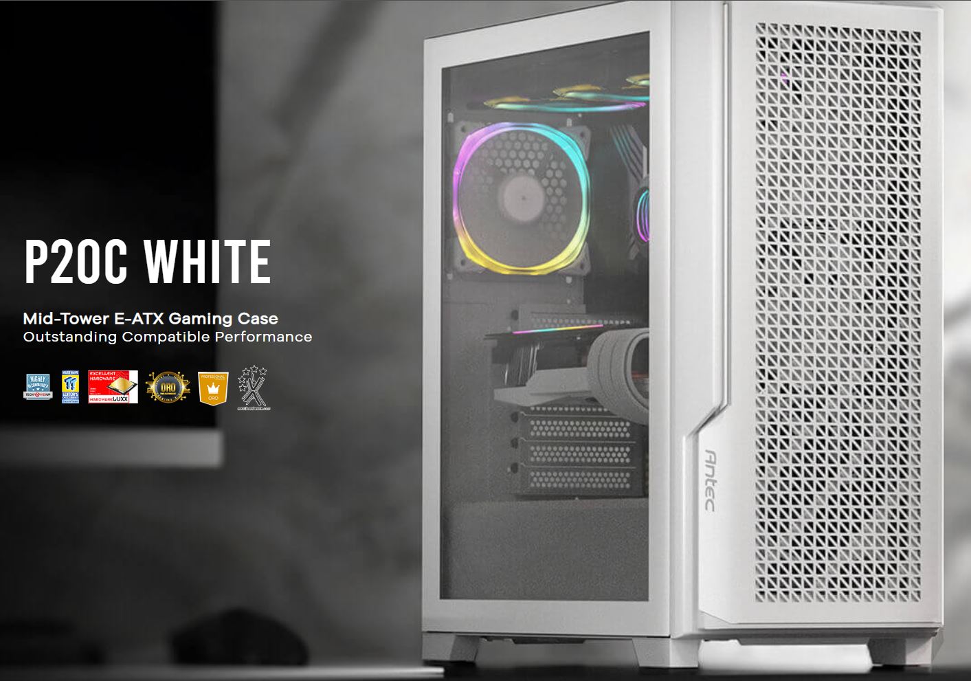 Antec P20C White, ATX, E-ATX, ATX, USB-C, Cable management , 4x HDD or SSD , 375