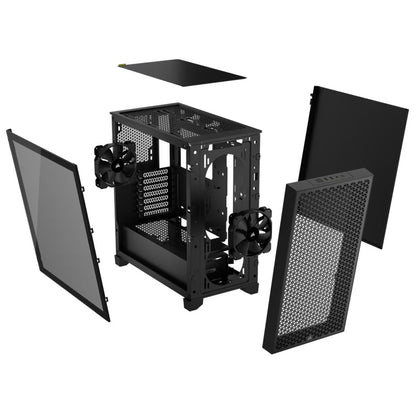 Corsair 3000D AIRFLOW Mid-Tower PC Case - Black, ATX, 360mm GPU, 170mm CPU cooler, 220mm PSU, 360mm rad, 2x SP120, 2x USB-C 3.2 Gen 1