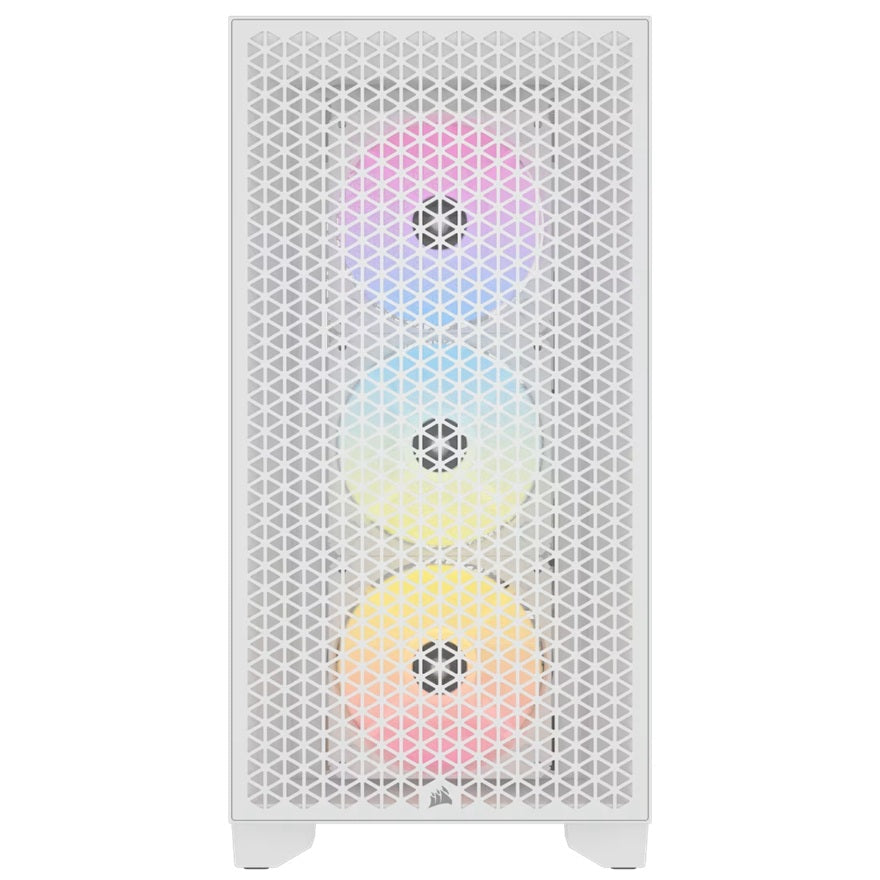 Corsair 3000D RGB AIRFLOW Mid-Tower PC Case - White, ATX, 360 GPU, 170 CPU cooler, 220 PSU, 3x AR120 RGB, 2x USB-A Gen 1