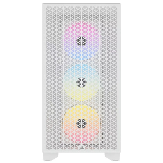 Corsair 3000D RGB AIRFLOW Mid-Tower PC Case - White, ATX, 360 GPU, 170 CPU cooler, 220 PSU, 3x AR120 RGB, 2x USB-A Gen 1