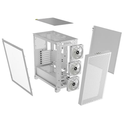 Corsair 3000D RGB AIRFLOW Mid-Tower PC Case - White, ATX, 360 GPU, 170 CPU cooler, 220 PSU, 3x AR120 RGB, 2x USB-A Gen 1