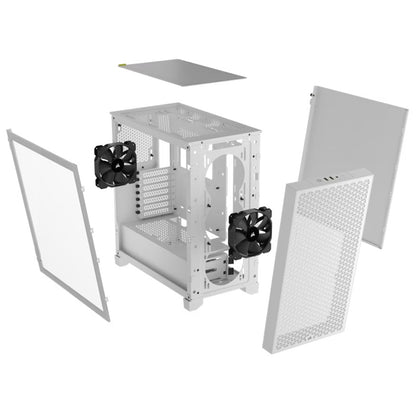 Corsair 3000D AIRFLOW Mid-Tower PC Case - White, ATX, 360mm GPU, 170mm CPU cooler, 220mm PSU, 360mm rad, 2x SP120, 2x USB-C 3.2 Gen 1