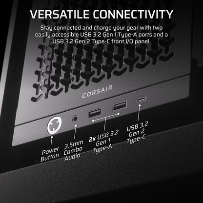 Corsair FRAME 4000D Modular Mid-Tower PC Case - Black, ATX, 430mm GPU, 170mm CPU cooler, 360mm rad, 1x HD Audio, 1x USB-C 3.2 Gen 2