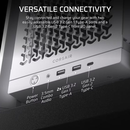 Corsair FRAME 4000D Modular Mid-Tower PC Case - White, ATX, 430mm GPU, 170mm CPU cooler, 360mm rad, 1x HD Audio, 1x USB-C 3.2 Gen 2