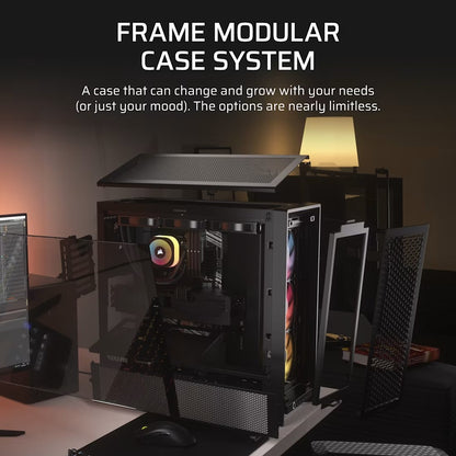 Corsair FRAME 4000D RS ARGB Modular Mid-Tower PC Case - Black, ATX, 430mm GPU, 170mm CPU cooler, 220mm PSU, 360mm rad, 1x USB-C 3.2 Gen2