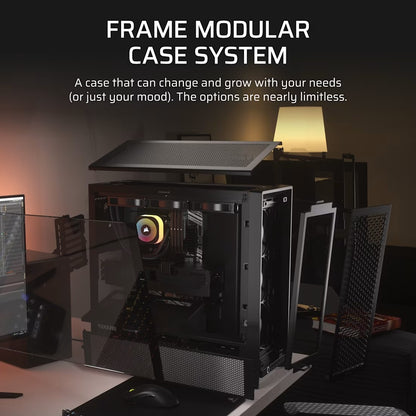 Corsair FRAME 4000D RS Modular Mid-Tower PC Case - Black, ATX, 430mm GPU, 170mm CPU cooler, 360mm rad, 1x USB-C 3.2 Gen 2