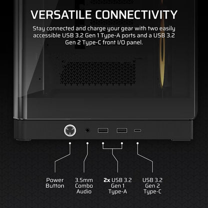 Corsair FRAME 4500X RS-R ARGB Panoramic Glass Mid-Tower PC Case - Black, 478x499x246mm, E-ATX, 460mm GPU, 185mm CPU, USB-C, ARGB, 360mm rad, 11.58kg