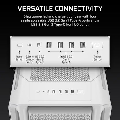 Corsair 5000T Mid-Tower High-Performance PC Case - White, ATX, 450mm GPU, 250mm PSU, 170mm CPU cooler, 360mm rad, 1x USB-C 3.2 Gen 2