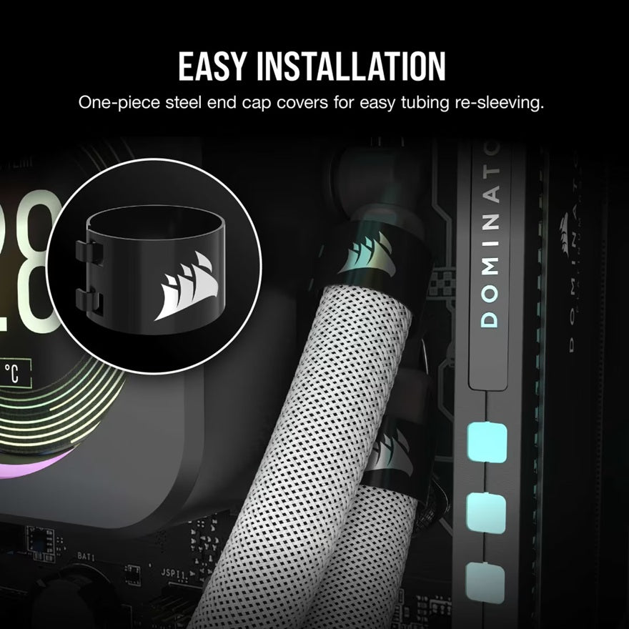 Corsair Sleeving Kit for AIO CPU Coolers - 400mm - White, TWO-YEAR WARRANTY