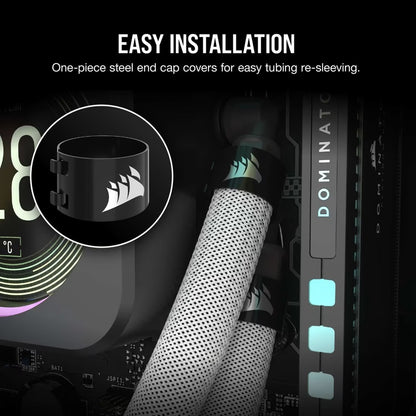 Corsair Sleeving Kit for AIO CPU Coolers - 400mm - White, TWO-YEAR WARRANTY