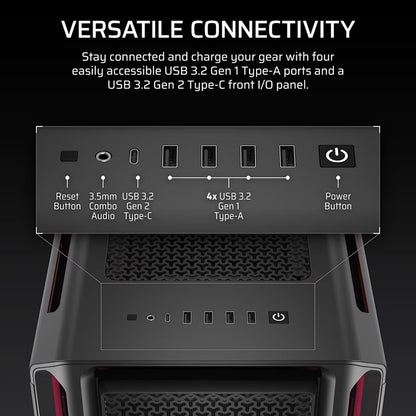 Corsair iCUE LINK 5000T LX RGB Mid-Tower High-Performance PC Case - Black, ATX, 450mm GPU, 170mm CPUcooler, 360mm rad, 3x LX120 RGB, 1x USB-C 3.2 Gen2