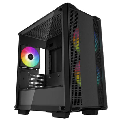 DeepCool CC360 ARGB Micro-ATX Case 3x120mm Pre-Installed ARGB Fans ,Tempered Glass Panel, Front USB3.0×1、USB2.0×1、Audio×1