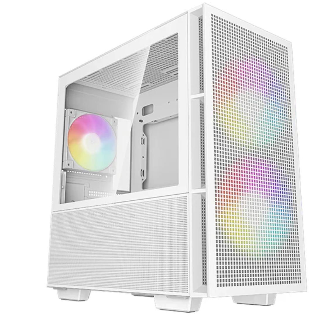 DeepCool CH360 Digital White Micro ATX Case, Digital Status Display, Tempered Gl