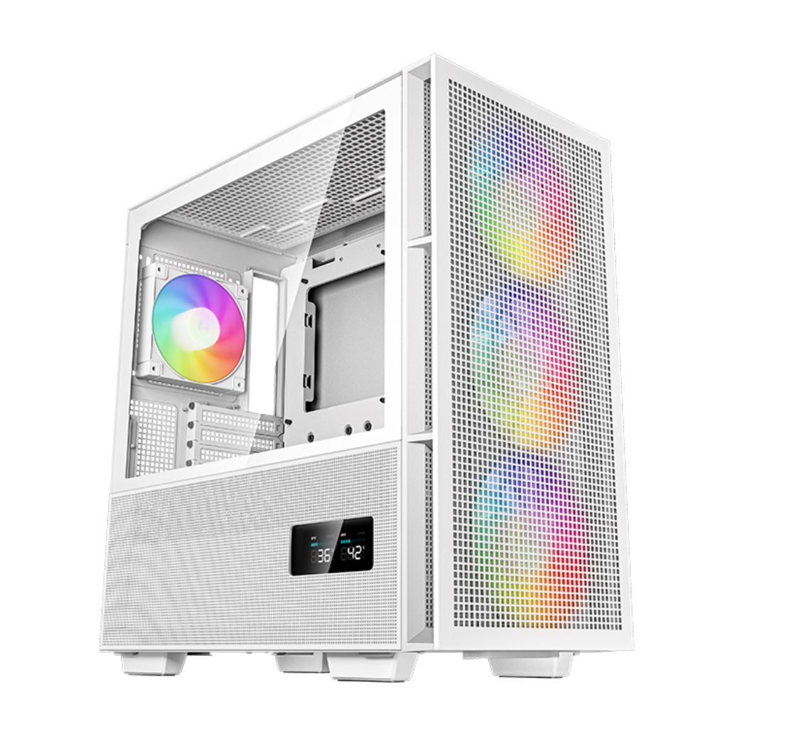 DeepCool CH560 DIGITAL White High Airflow Mid-Tower ATX Case, Digital Status Dis