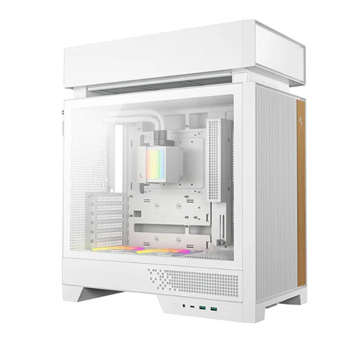 DeepCool CL6600 WH Innovative Compamentalized Compact ATX Case, Pre-installed 360mm Liquid Cooler,  Dual ARGB Fans