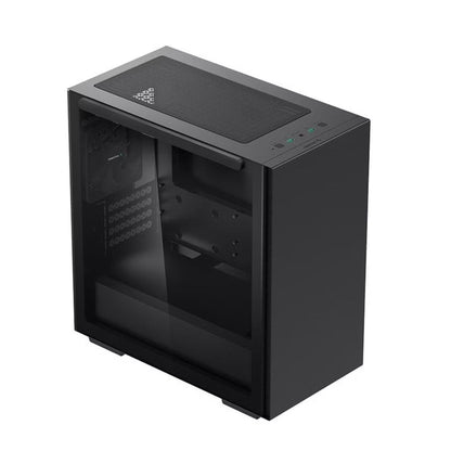 DeepCool MACUBE 110 Black Minimalistic Micro-ATX Case, Magnetic Tempered Glass Panel, Removable Drive Cage, Adjustable GPU Holder, 1xPreinstalled Fan