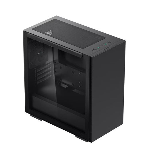 DeepCool MACUBE 110 Black Minimalistic Micro-ATX Case, Magnetic Tempered Glass Panel, Removable Drive Cage, Adjustable GPU Holder, 1xPreinstalled Fan