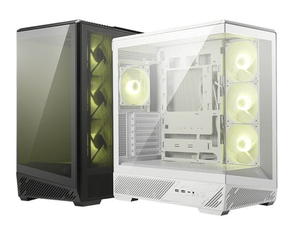 MSI MAG PANO 130R PZ -WHITE â€“ ATX/mATX/ITX, 400mm GPU, 165mm CPU, 7 slots, 6Ã—120mm, 360 rad top/side, 2Ã—USB-A, 1Ã—USB-C 20Gbps, 460Ã—232Ã—490mm, 8.37kg