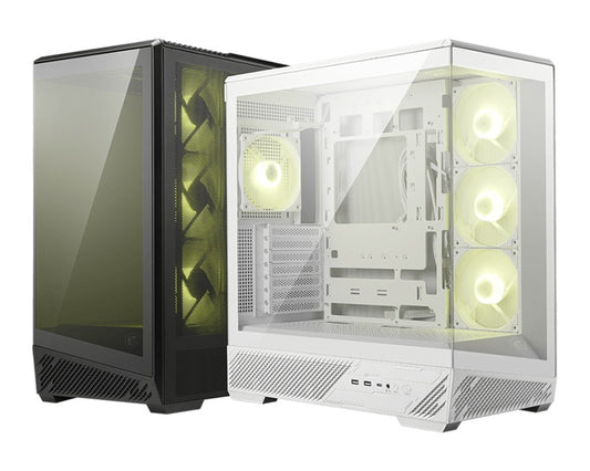 MSI MAG PANO 130R PZ -WHITE â€“ ATX/mATX/ITX, 400mm GPU, 165mm CPU, 7 slots, 6Ã—120mm, 360 rad top/side, 2Ã—USB-A, 1Ã—USB-C 20Gbps, 460Ã—232Ã—490mm, 8.37kg