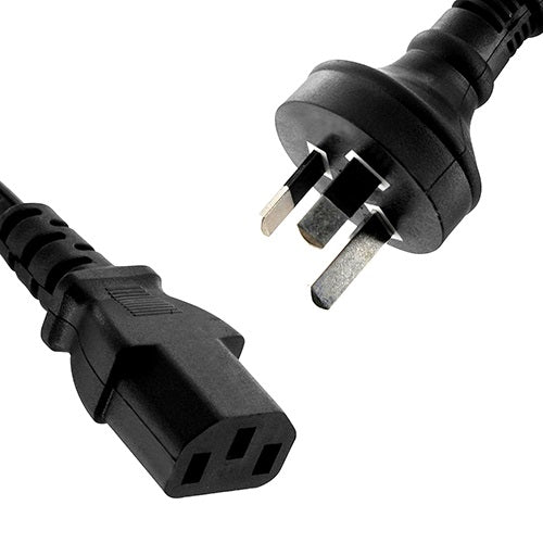 8Ware AU Power Cable 2m — 3-Pin Male Wall Plug to IEC C13 Female, 240V PC Power Lead