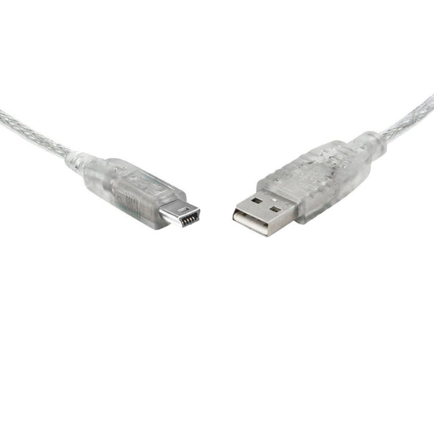 8Ware USB 2.0 to Mini USB Cable 1m — USB-A to Mini-USB B Male to Male, Transparent