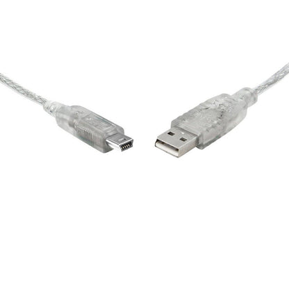 8Ware USB 2.0 Cable 3m — Type A to Mini 5-Pin, Transparent Metal Sheath, UL Approved