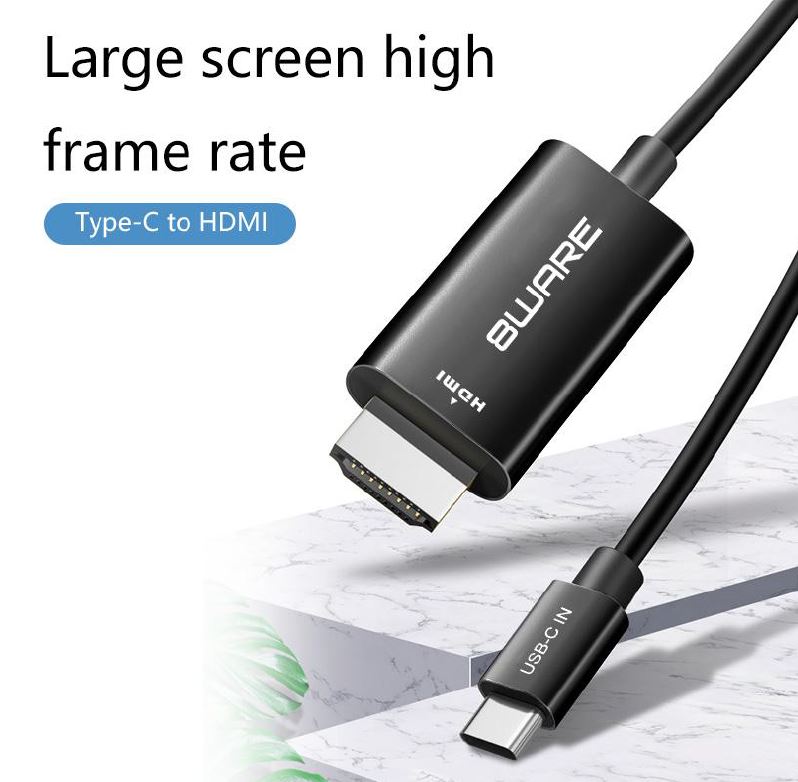 8ware 1m USB-C to HDMI 4K Male to Male Adapter Converter Cable Retail Pack for PC Notebook iPad  MacBook Pro/Air Surface Dell XPS to Monitor Projector