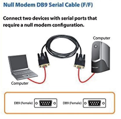 Astrotek 3m Serial RS232 Null Modem Cable — DB9 Female to Female, 9-Pin, Crossover