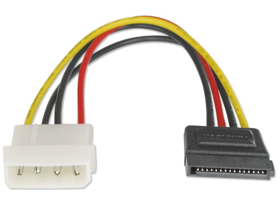Astrotek SATA Power Cable 15cm — 4-Pin Molex Male to 15-Pin SATA Female, 18AWG, RoHS