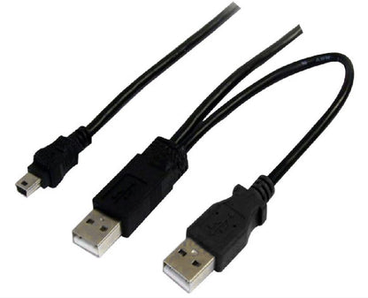 Astrotek USB 2.0 Y Splitter Cable — Type A Male to Mini B 5-Pin (1m) + USB Type A Power