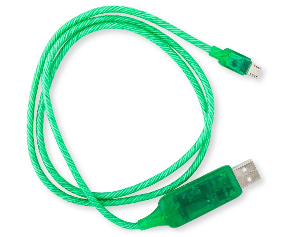 Astrotek LED Light-Up Flowing Micro USB Charger & Data Cable 1m — Green